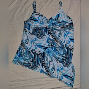 Blue and Black Swirl Pattern Women's Top